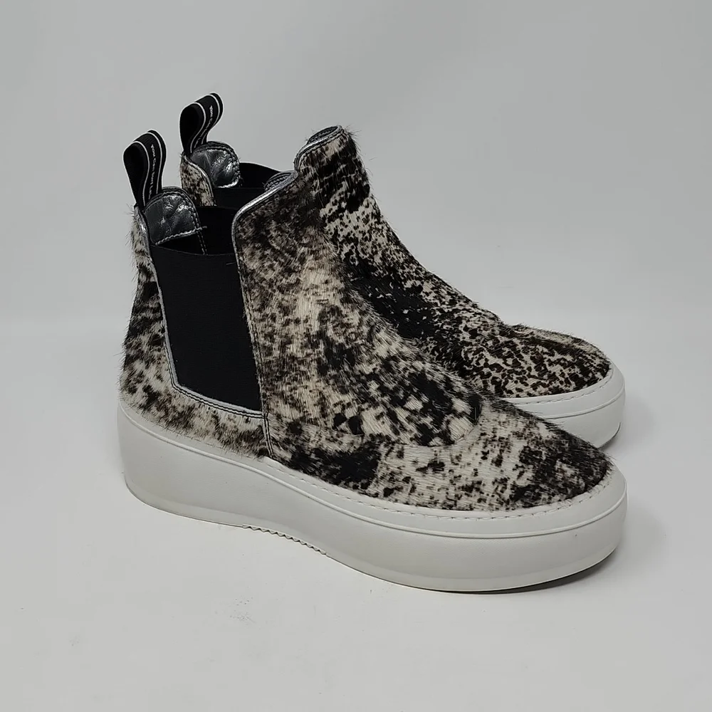 P448 Lucy Calf Hair High Top Platform Pull On  Sneaker Size 37